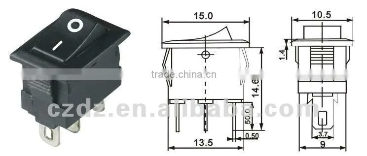 3pin mini rocker switch,TOP Quality copper pins rocker switches,round type Rocker Switch