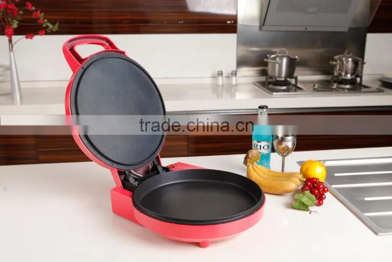 2016 hot selling electric non stick coating round Pizza Oven grill maker with 180 open