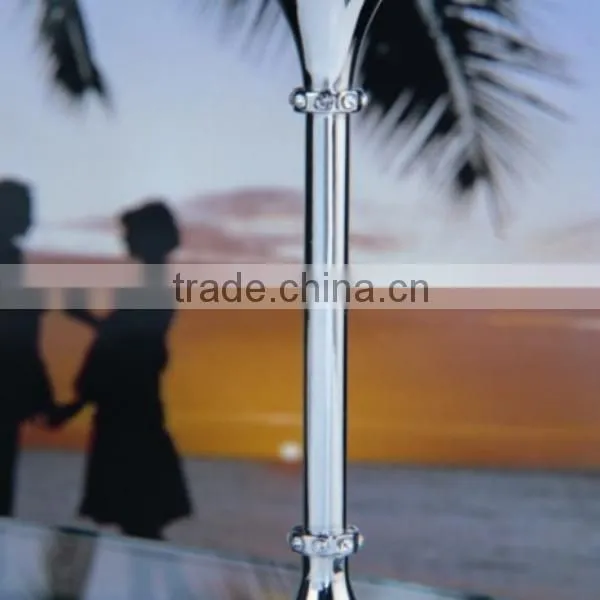 clear lead free normal glass champagne drinking glass set with metal stand