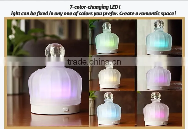 Colorful Glass USB/Battery-powered Fan Aroma Diffuser,Mini Aromatherapy Diffuser,Small Oil Dispenser w/ 7-color-change LED