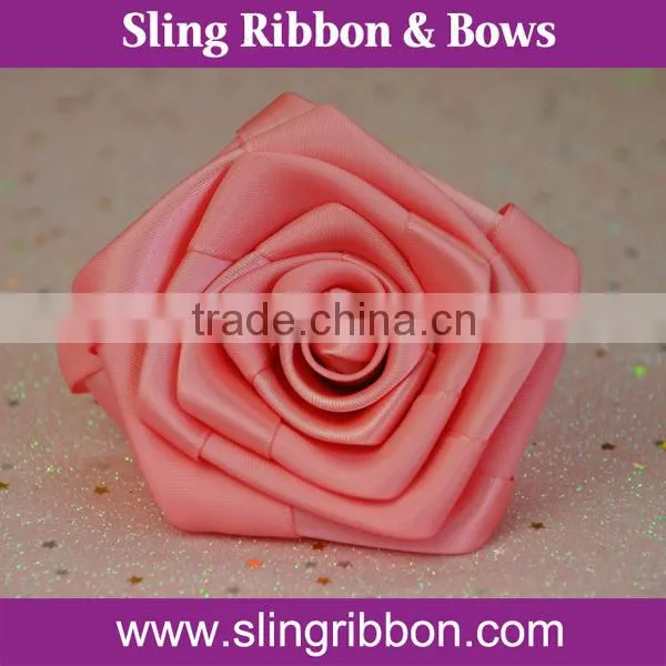 Wholesale Light Pink Big Satin Ribbon Flowers For Wedding Decoration