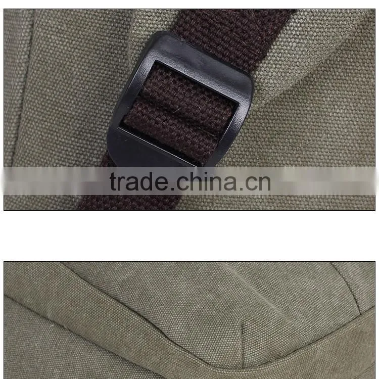 2016 manufactures China cotton bag Classic Canvas Backpack with leather