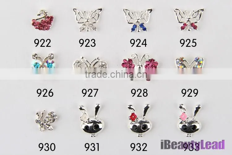 Metallic decoration with rhinestone nail alloy 3D nail metal bow
