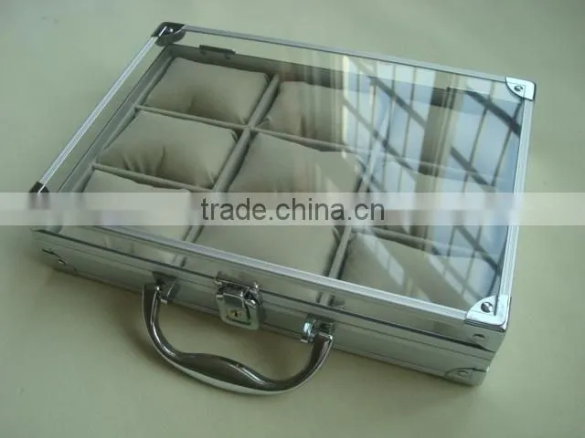 Creative watch case,watch case box with fiber inner,aluminum discount watch box