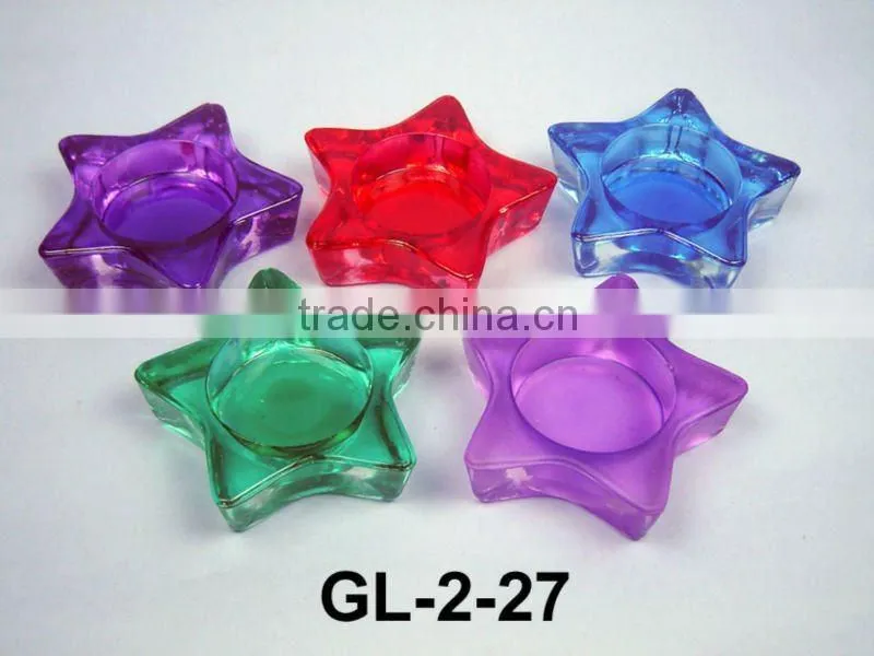colored painting glass tea light candle holder