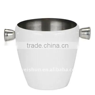colorful round stainless steel ice bucket with hands