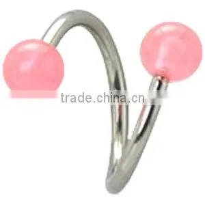 green acrylic eyebrow barbell twister body piericng jewelry
