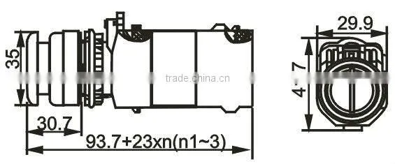 illuminated mushroom push button switch, self-locking ,KD38C-11MD ,NO+NC