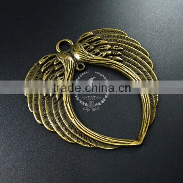 69*74mm vintage style antiqued bronze eagle wings DIY pendant charm supplies findings 1810423