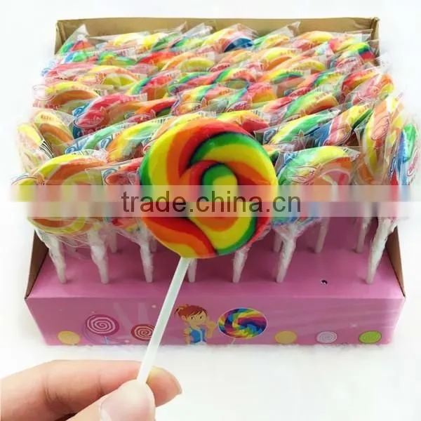 Strawberry flavou Fruit Rainbow Swirl Flat Giant Lollipop