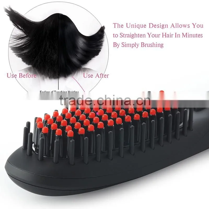 Newest LCD Temperature Fast Hair Brush Flat Iron Electric Hair Straightener Comb