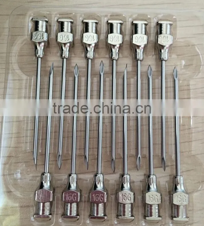 12pcs Stainless Steel Syringe Needle Livestock Chicken Sheep Hog Cattle 8 sizes