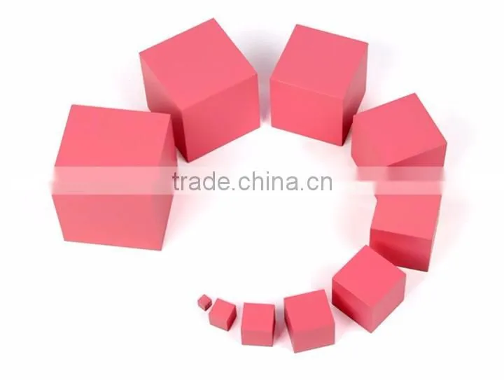 Preschool kid toy wooden Montessori Pink Tower set made in china
