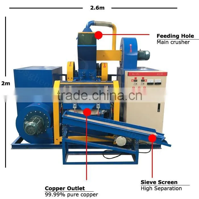 Copper Granulator for Copper Cable Wire Recycling copper wire peeling machine