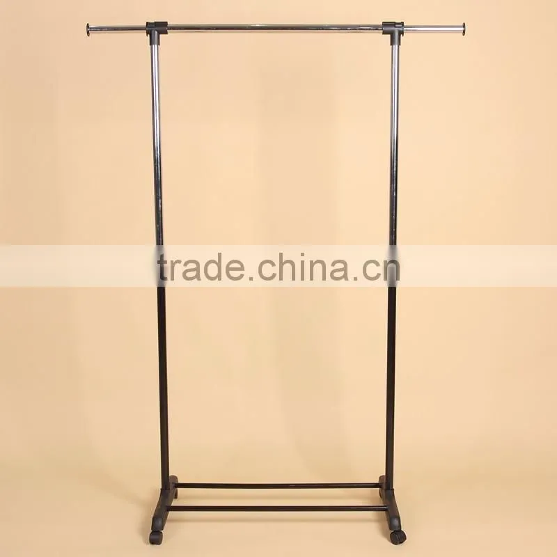 Single Garment Rack Grey Clothes Portable Hanging Rail two lockers Wheels