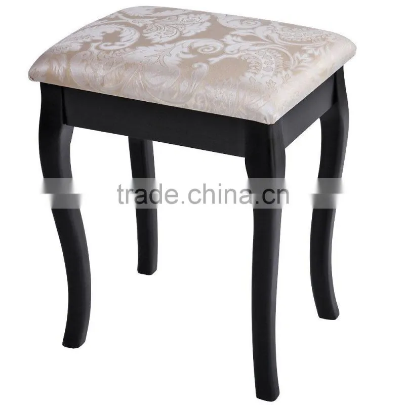 Black Vanity Makeup set with Stool & Mirror in Bedroom