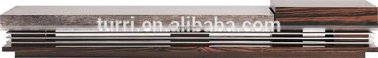 Modern Travertine design marble top wooden flower stand