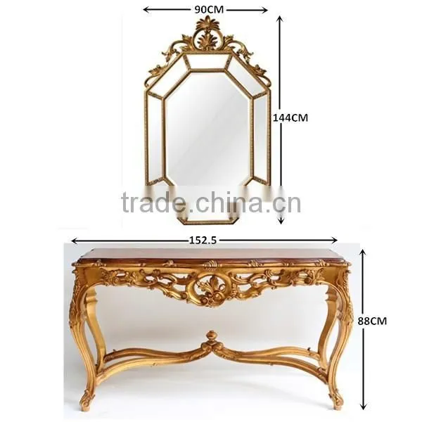 Victorian Reproduction Furniture Sets Console Table With Wall Mirror For Living Room Display