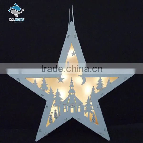 Professional star shaped battery charge wooden lighting gifts