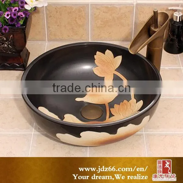 Natural stone-like ceramic wash hand basin sink