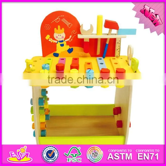 2016 new design cartoon children wooden diy workbench W03D077