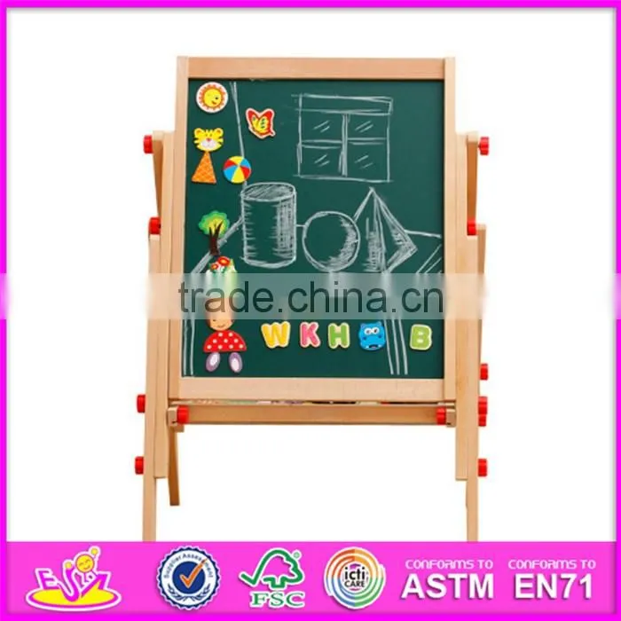 2017 new design adjustable children wooden double sided drawing board W12B107
