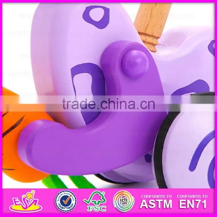 2015 Cartoon hand push animal toy for kid,Christmas Wooden Baby Push Along Rabbit Toy,Wholesale wooden pull and push toy W05A012