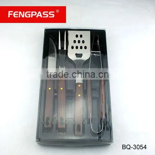 Hot sell 3pcs BBQ set with wooden handle BQ-3056