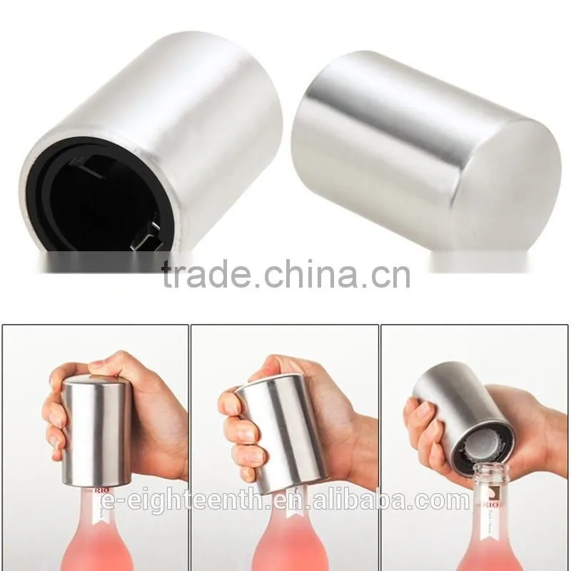 2017 round Stainless Steel Beer Wine Opener Automatic Bottle Openers Beer Soda Cap Wine Bottle Opener