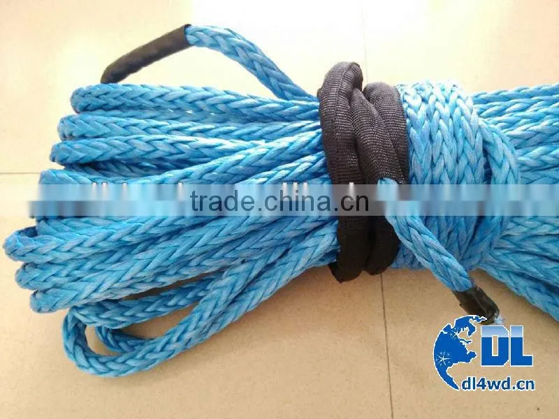 4WD long rope winch electric mini braided synthetic rope 12mm car synthetic winch rope