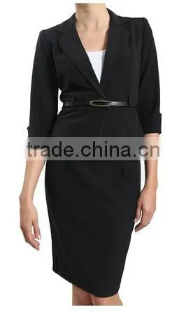 women fitted long sleeve blazer and skirt suit business suits set