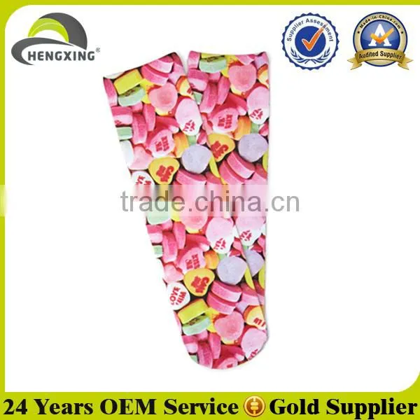 Custom printed candy socks, women candy print pattern socks