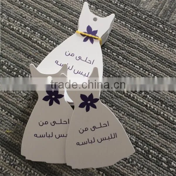 2017 high quality custom white cardboard paper hang tags for garments
