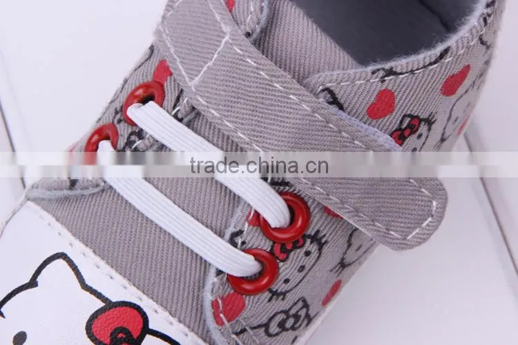 2014 wholesale baby shoes girls gray hello kitty infant shoe girls cavans kitty shoes