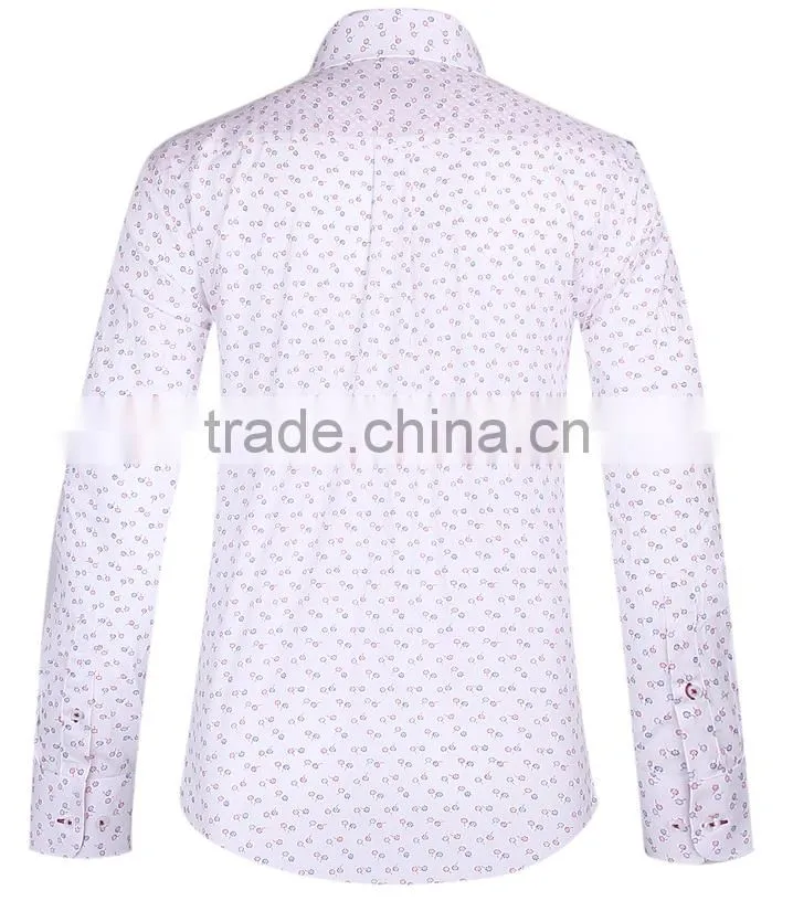 2017 latest men's long sleeve button-down collar slim fit shirt with contrast collar and cuff