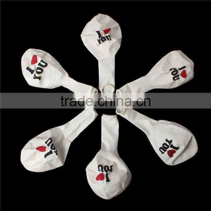 Latex Balloon Party Decorations Round White Alphabet "I Love You" Pattern