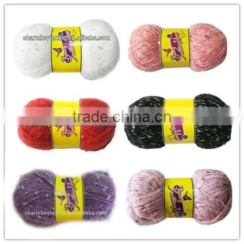Acrylic hand knitting yarn in gray for sequin scarf