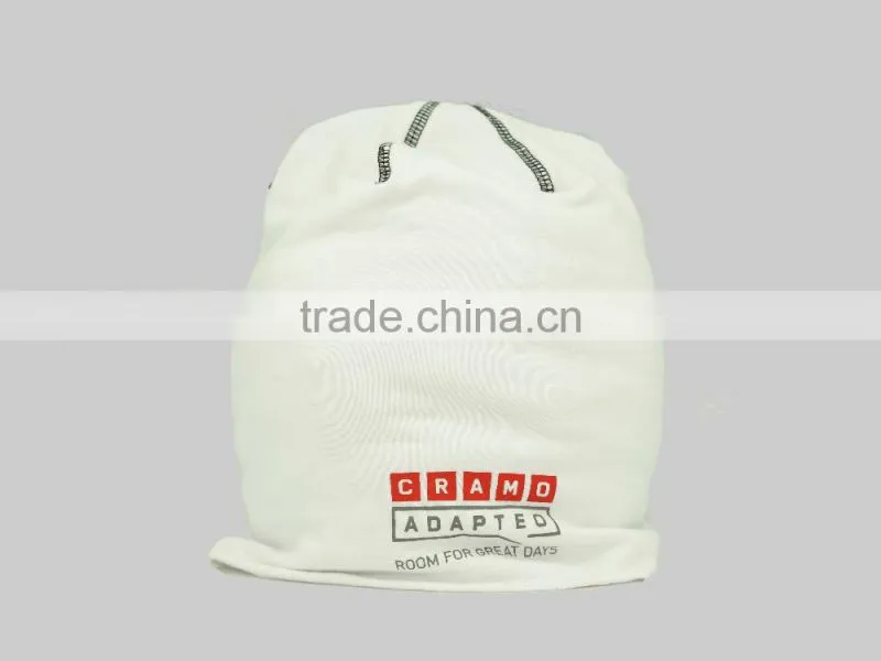 embroidery printing custom logo winter spandex cotton jersey beanie hat with cover stitch