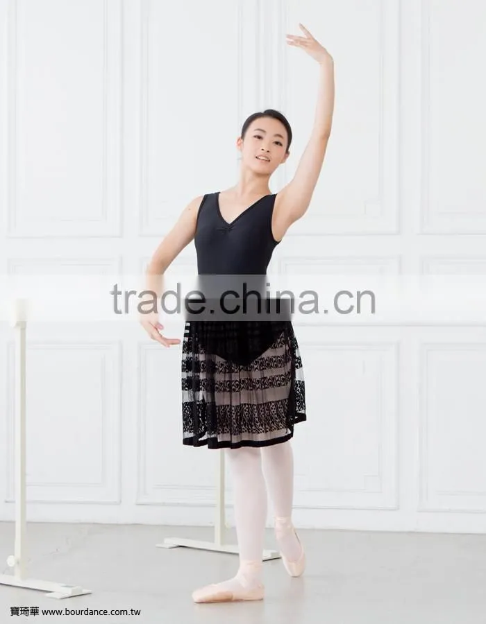 Bourdance V neck lace ballet dance dress