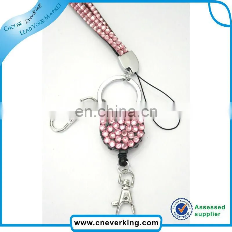 Custom rhinestone Lanyard with badge reel