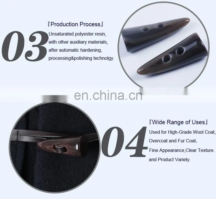 2 Hole Polyester Coat Toggle Horn Buttons BP40519