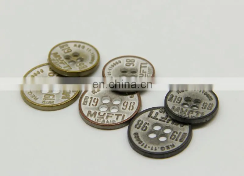 fancy sewing button, spray colorful oil metal four holes button for clothing