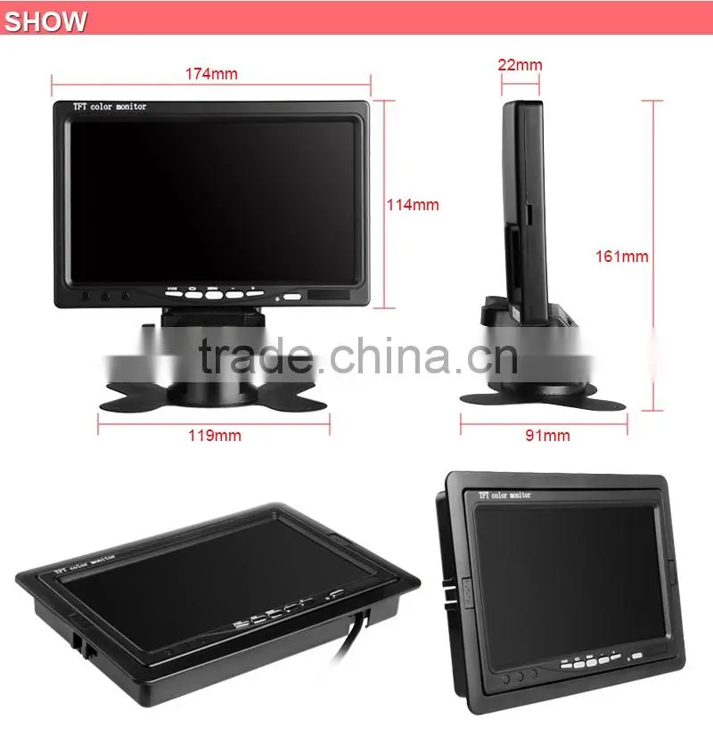 Wholesale Auto Electronics Car Rearview Parking TFT LCD Monitor 7 Inch Monitor With AV Input