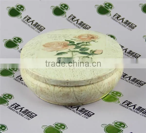 Japanese style round shape tea tin holiday gift can items coin storage box key cases