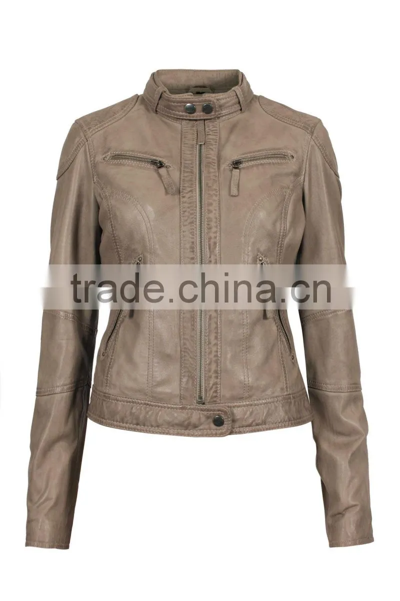Armored Leather Motorcycle Jacket with Gun Pocket
