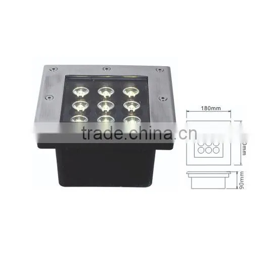 Stainless Steel 24 Volt IP67 Square led underground light 9w,CE RoHS