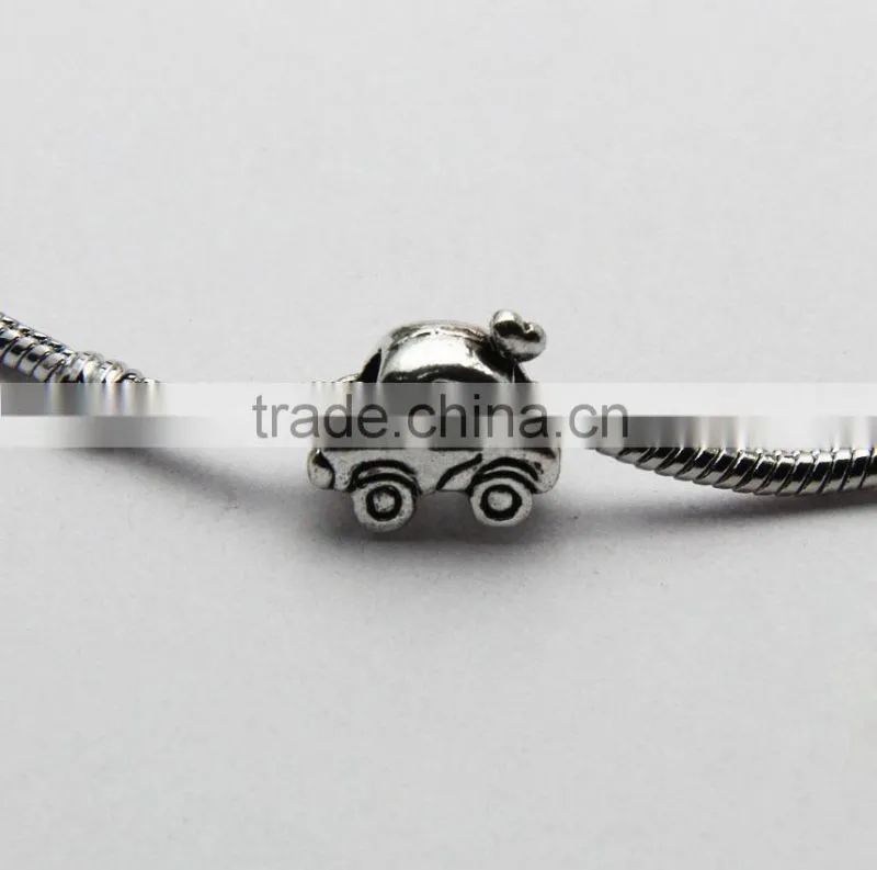 Wholesale DIY Anti-silver Car Shape Large Hole Metal Zinc Alloy Slide Beads
