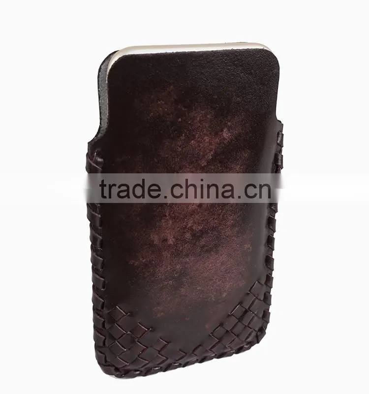 Fading Color Genuine Leather Cell Phone/Mobile Phone Weave Case/Tube for iPhone 6/6s for Lady/Women