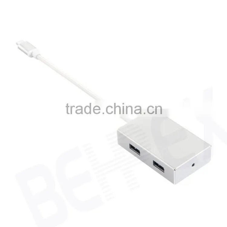 Universal Travel Aluminum USB 3.1 Type-c Male Adapter with 4 port Hub