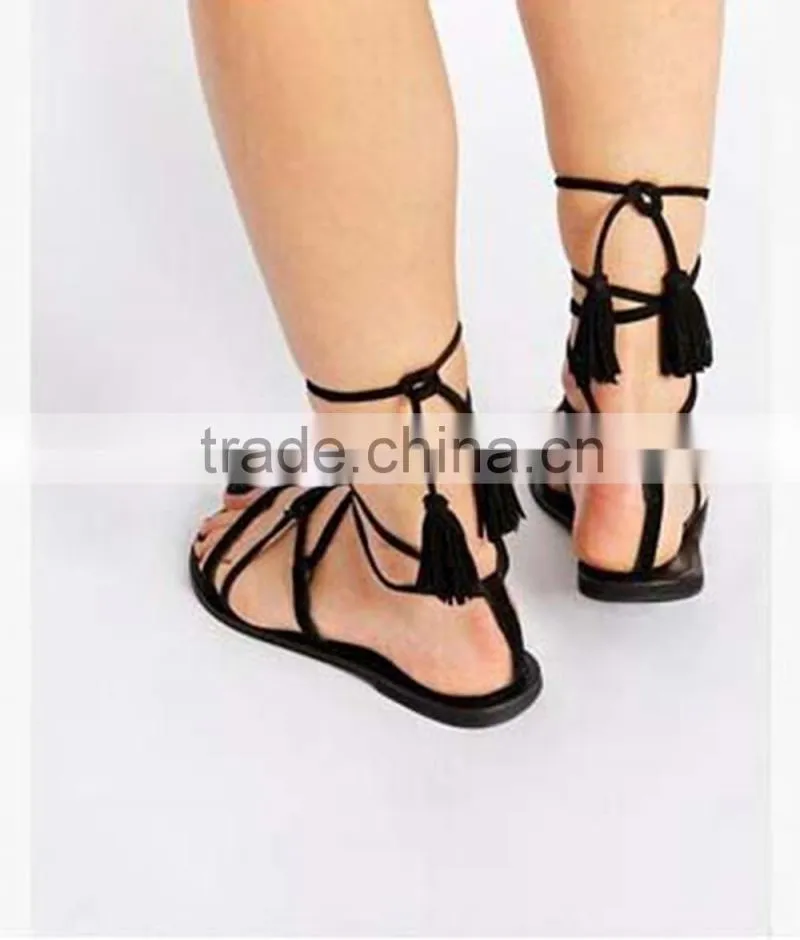 Italy Leather Shoes Women Fancy Flat Lady Simlpe Sandal Strap